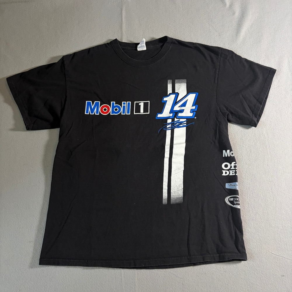 NASCAR Tony Stewart Mobil 1 Racing T-Shirt Mens XL Black Delta Magnum Weight